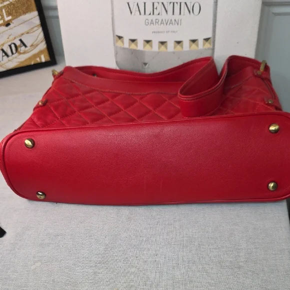 MCM Red Quilted Shoulder Bag EUC - Picture 10 of 10